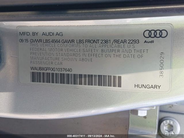 WAUB8GFF0G1037640 Audi A3 2.0t Premium