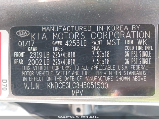 KIA Niro Touring 2017 KNDCE3LC3H5051500 Image 9