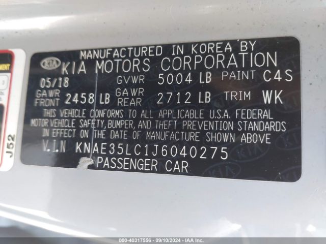 KNAE35LC1J6040275 KIA STINGER GT