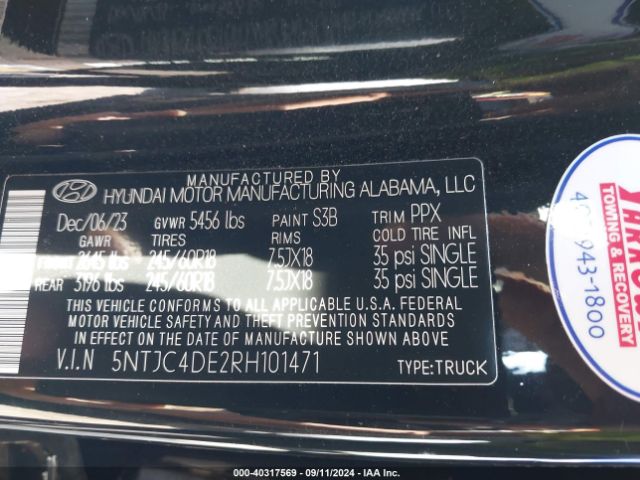 5NTJC4DE2RH101471 Hyundai Santa Cruz Sel