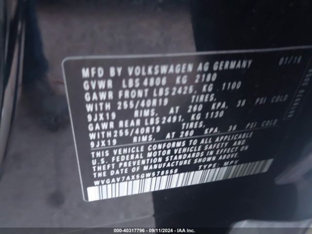 WVGAV7AX5GW578558 Volkswagen Tiguan Sel