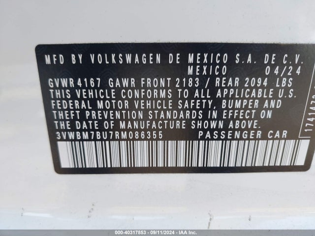 3VWBM7BU7RM086355 Volkswagen Jetta 1.5t Sport