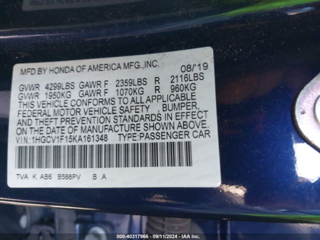 1HGCV1F15KA161348 Honda ACCORD LX