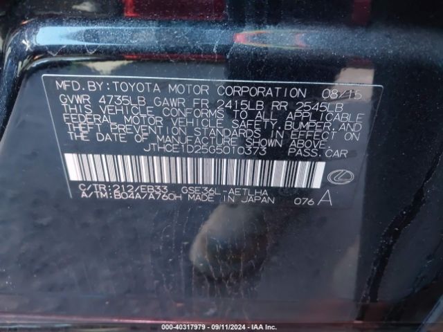 JTHCE1D25G5010373 Lexus IS 350