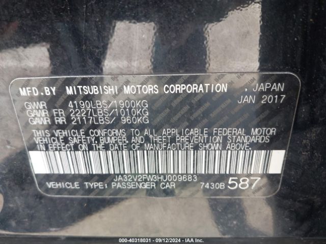 JA32V2FW3HU009683 Mitsubishi Lancer Es/se/sel