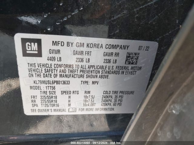 KL79MUSL6PB013633 Chevrolet Trailblazer Awd Rs