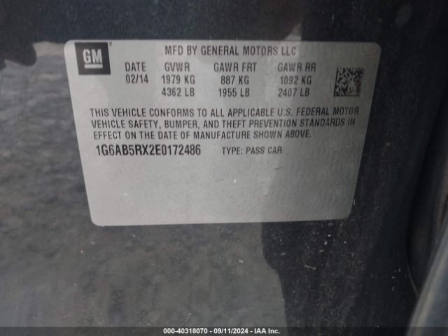 1G6AB5RX2E0172486 Cadillac ATS LUXURY