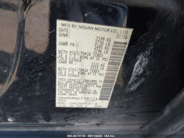 1N6AD0ER6GN738721 Nissan Frontier