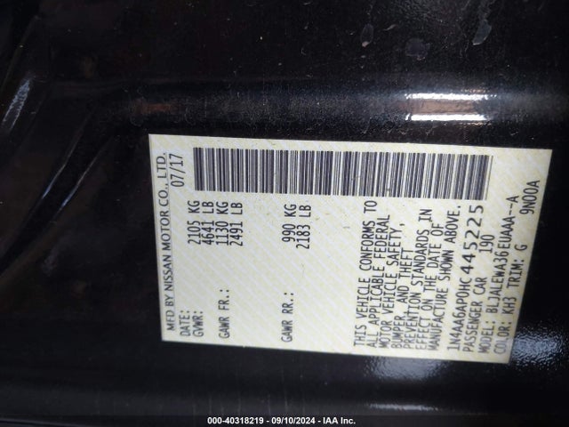 Nissan Maxima 3.5 Sl 2017 1N4AA6AP0HC445225 Image 9