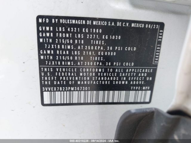 3VVEX7B23PM367301 Volkswagen Taos 1.5t Se