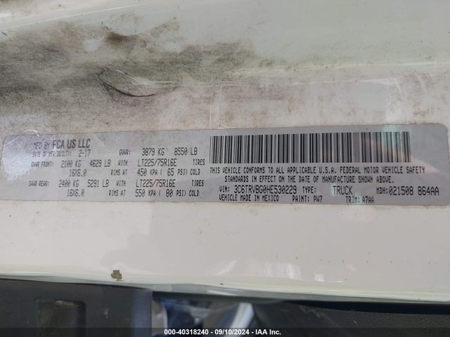 3C6TRVBG0HE530229 RAM Promaster 1500 High Roof 136 Wb