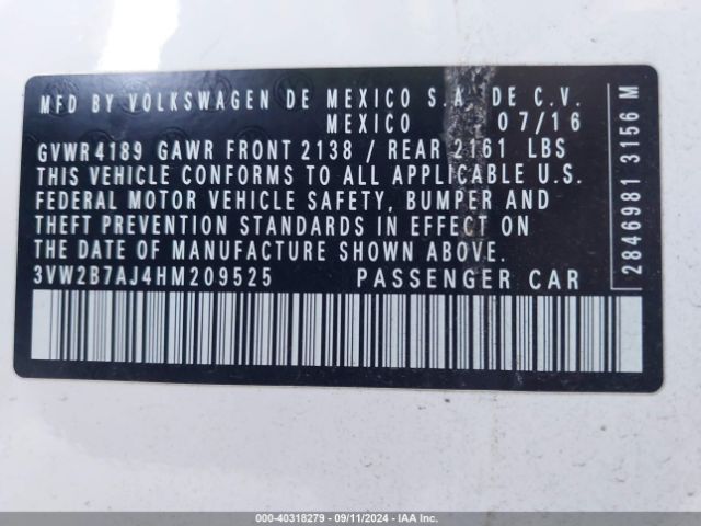 3VW2B7AJ4HM209525 Volkswagen Jetta 1.4t S