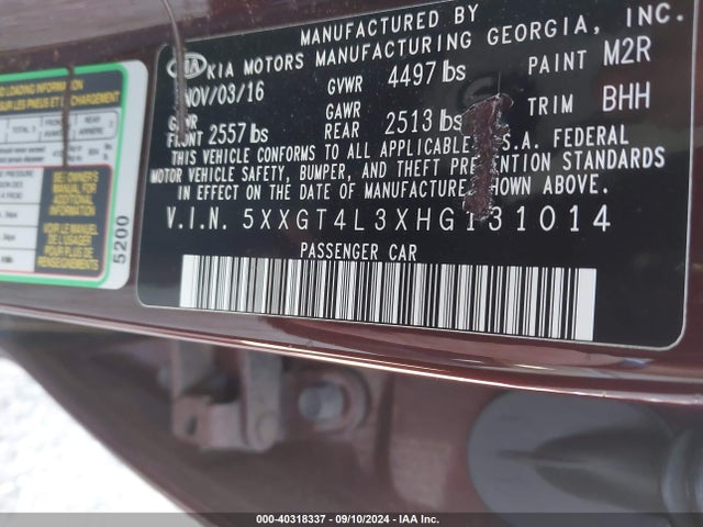 KIA Optima Lx 2017 5XXGT4L3XHG131014 Image 9