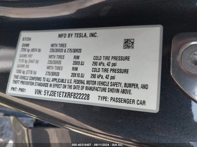 2024 TESLA MODEL 3 5YJ3E1ETXRF822228 Photo 8