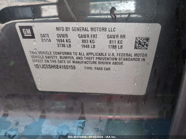 Chevrolet Sonic Lt Auto 2014 1G1JC5SH6E4160159 Image 9