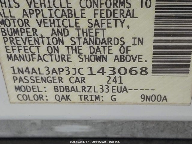 Nissan Altima 2.5 Sl 2018 1N4AL3AP3JC143068 Image 9