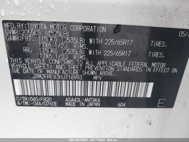 Toyota RAV4 LE 2017 JTMZFREV3HJ716993 Image 9
