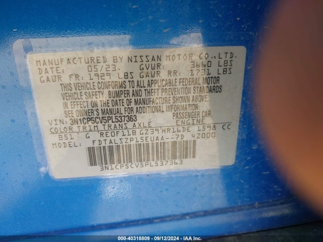 Nissan Kicks Sv Xtronic Cvt 2023 3N1CP5CV5PL537363 Image 9