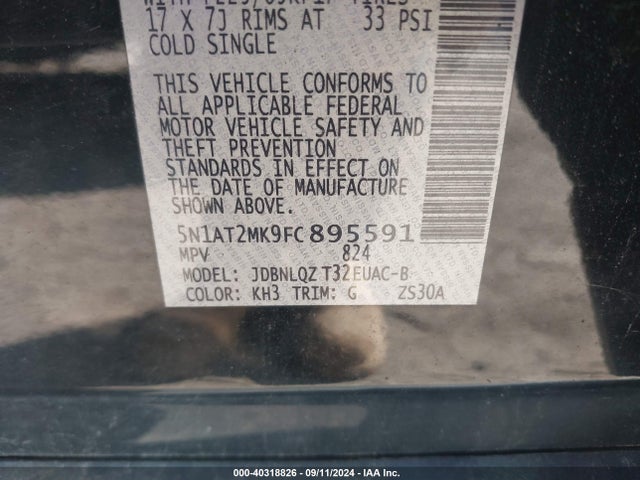 Nissan ROGUE SV 2015 5N1AT2MK9FC895591 Image 9