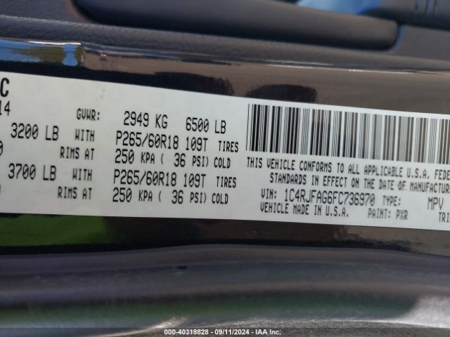 1C4RJFAG6FC736970 Jeep Grand Cherokee Laredo