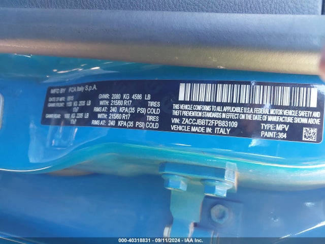 ZACCJBBT2FPB83109 Jeep Renegade Latitude