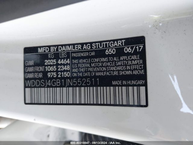 WDDSJ4GB1JN552511 Mercedes-Benz CLA 250 4MATIC