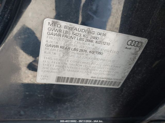 WA1C2AFP2GA133813 Audi Q5 2.0t Premium