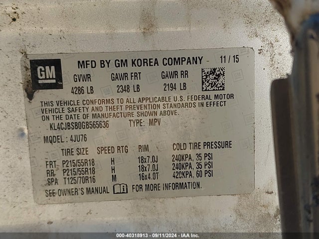 KL4CJBSB0GB565636 Buick Encore Convenience