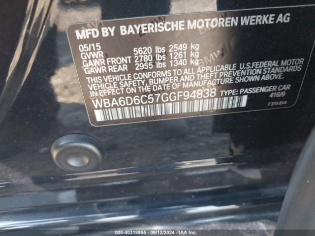 WBA6D6C57GGF94838 BMW 650i Gran Coupe Xdrive