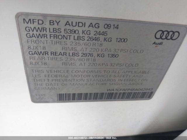 WA1CFAFP4FA042643 Audi Q5 2.0t Premium