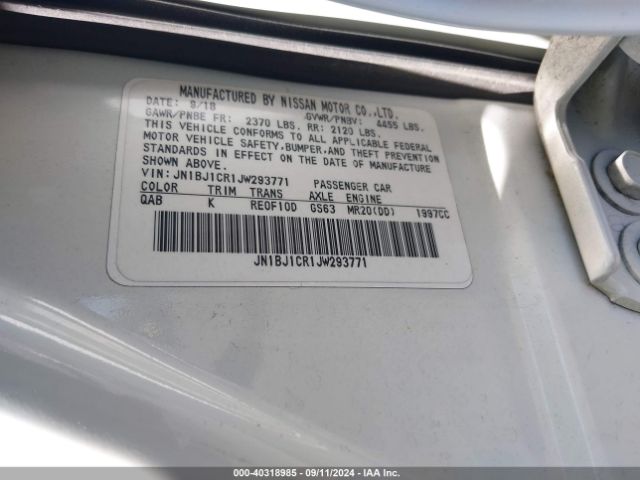 JN1BJ1CR1JW293771 Nissan Rogue Sport Sv