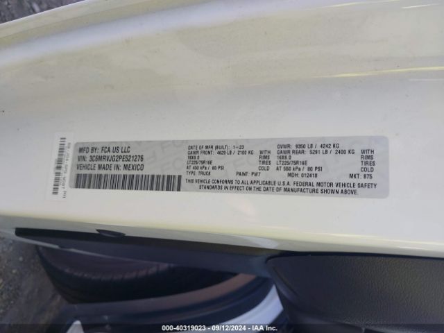 3C6MRVJG2PE521276 RAM Promaster 3500 Cargo Van High Roof 159 Wb Ext
