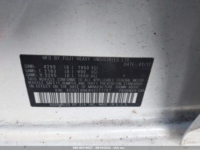 4S3GTAN64H3711767 Subaru Impreza 2.0i Limited