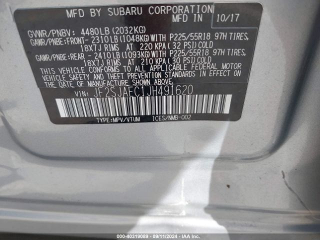 JF2SJAEC1JH491620 Subaru Forester 2.5i Premium