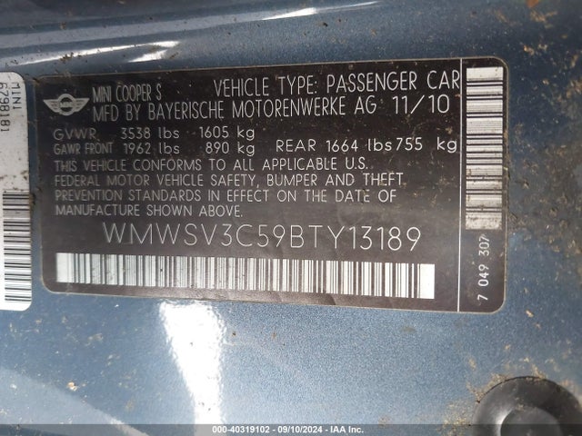 2011 MINI COOPER S WMWSV3C59BTY13189 Photo 8