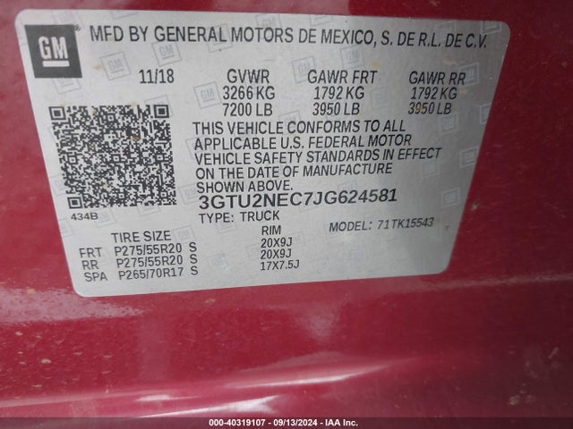 GMC Sierra 1500 Slt 2018 3GTU2NEC7JG624581 Image 9