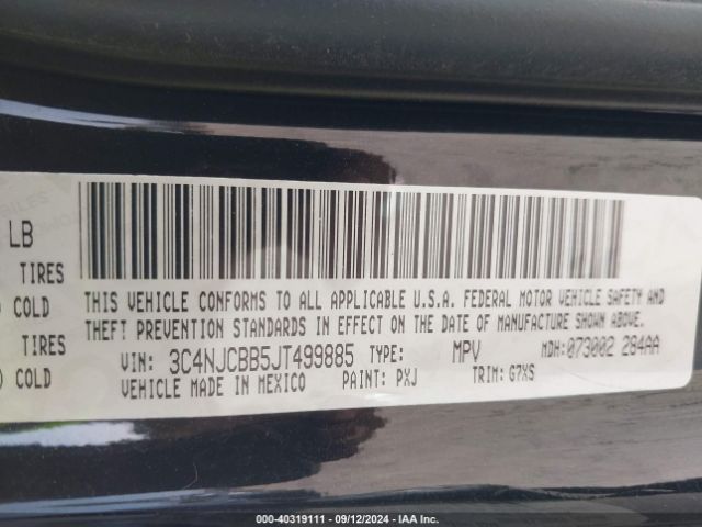 3C4NJCBB5JT499885 Jeep Compass Sun And Wheel Fwd