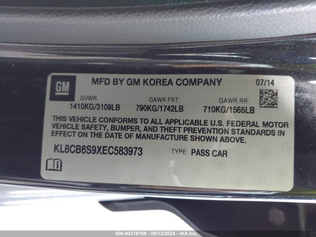 Chevrolet Spark Ls Auto 2014 KL8CB6S9XEC583973 Image 9