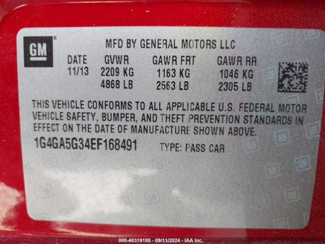 1G4GA5G34EF168491 Buick Lacrosse