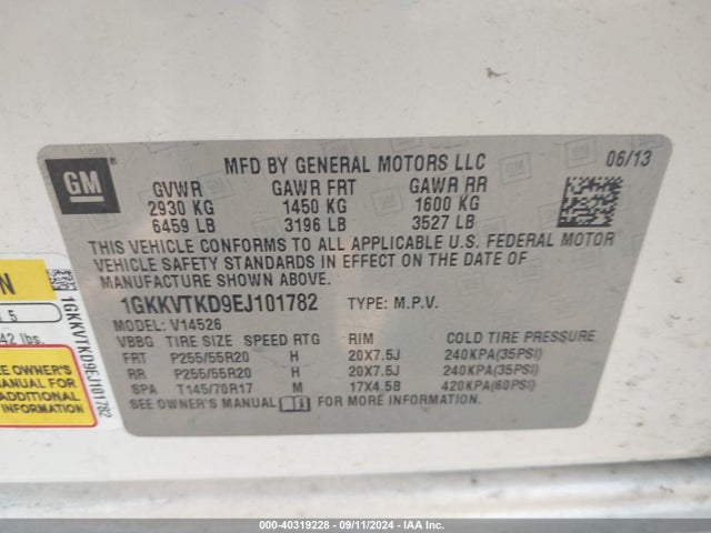 GMC Acadia Denali 2014 1GKKVTKD9EJ101782 Image 9