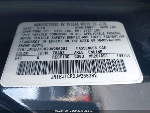JN1BJ1CR2JW256292 Nissan Rogue Sport S
