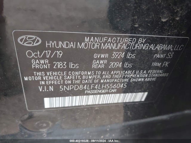 Hyundai ELANTRA SEL 2020 5NPD84LF4LH556045 Image 9