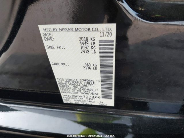1N4BL4DW7MN327466 Nissan Altima Sv Intelligent Awd