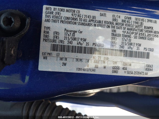 Ford FOCUS SE 2014 1FADP3F25EL251356 Image 9