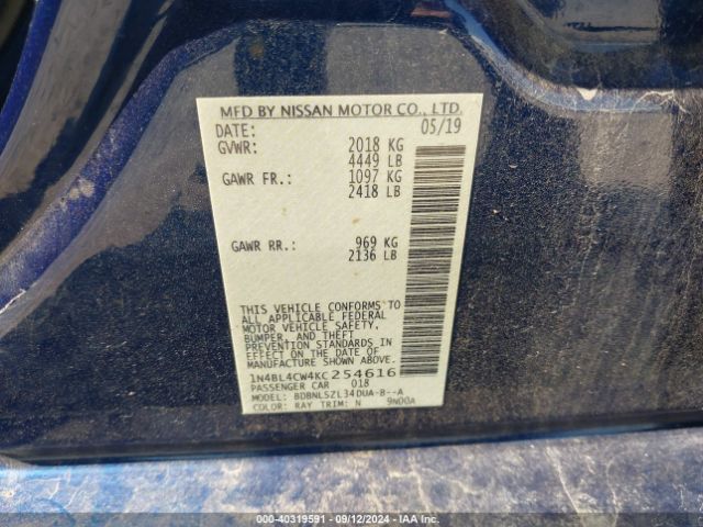 1N4BL4CW4KC254616 Nissan Altima 2.5 Sr