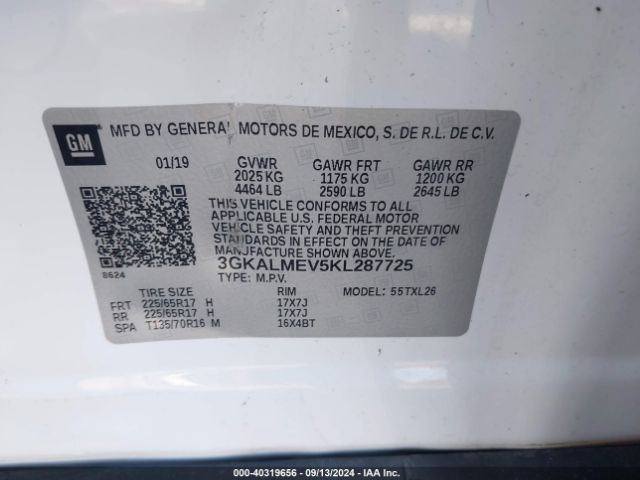 3GKALMEV5KL287725 GMC Terrain Sle