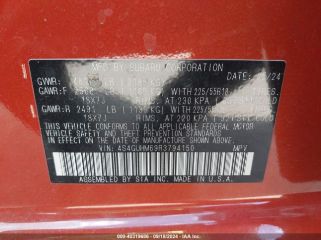 4S4GUHM69R3794150 Subaru Crosstrek Limited