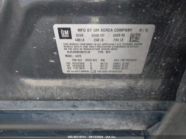 KL4CJHSB2GB619148 Buick Encore Premium