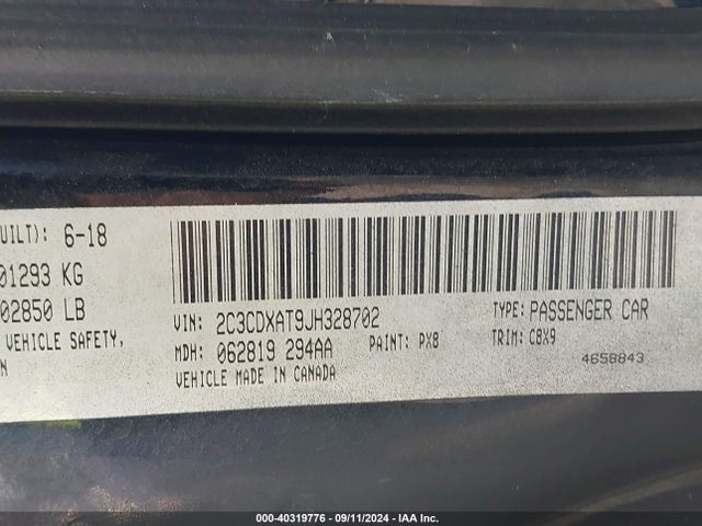 2C3CDXAT9JH328702 Dodge Charger Police Rwd