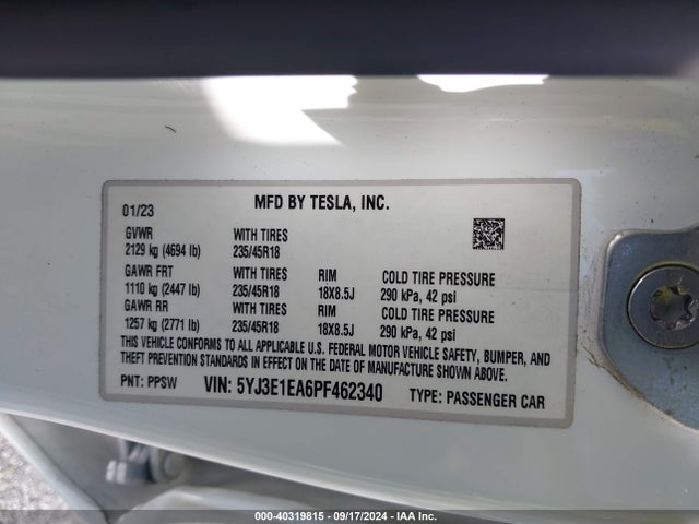 2023 TESLA MODEL 3 5YJ3E1EA6PF462340 Photo 8